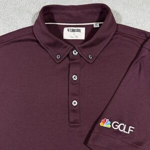 Linksoul Polo Shirt Mens Medium Burgundy Red NBC Golf Channel Cotton Performance